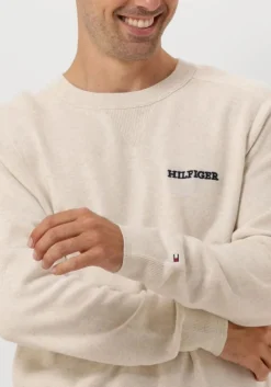 beige tommy hilfiger trui speckledmouline graphic c neck