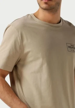 beige tommy hilfiger t-shirt monotype printed label tee