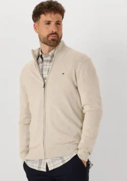 beige tommy hilfiger vest essential cotton zip thru