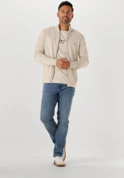 beige tommy hilfiger vest essential cotton zip thru