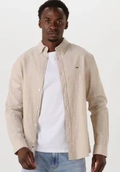 beige tommy jeans casual overhemd tjm reg linen blend ls shirt ext