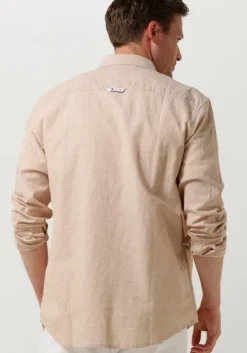 beige tommy jeans casual overhemd tjm reg linen blend shirt