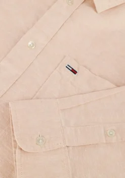 beige tommy jeans casual overhemd tjm reg linen blend shirt