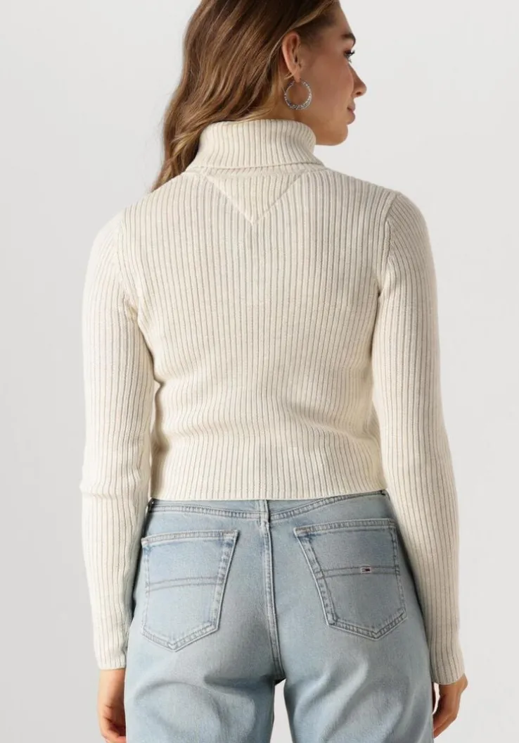 beige tommy jeans coltrui tjw melange trtlnck flag sweater