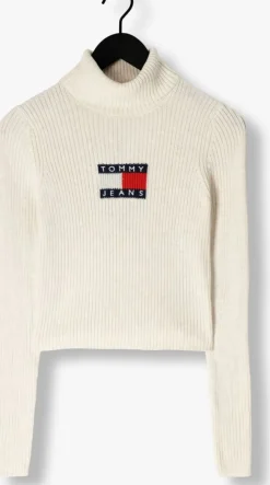 beige tommy jeans coltrui tjw melange trtlnck flag sweater