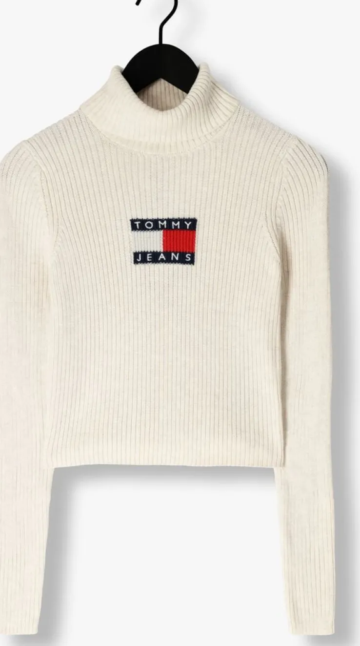 beige tommy jeans coltrui tjw melange trtlnck flag sweater