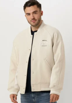 beige tommy jeans jack tjm wool varsity bomber