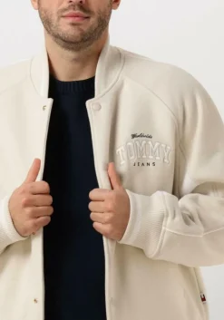 beige tommy jeans jack tjm wool varsity bomber