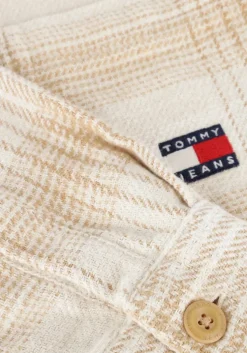 beige tommy jeans overhemden tjm badge check overshirt