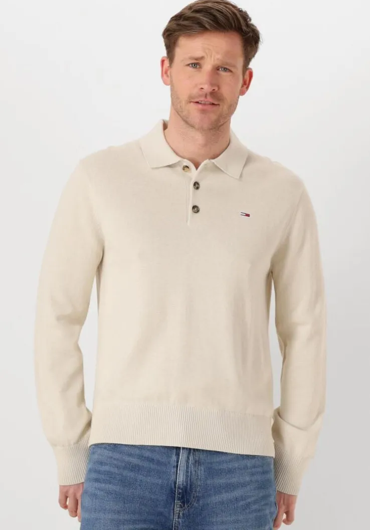 beige tommy jeans polo tjm slim essential polo sweater