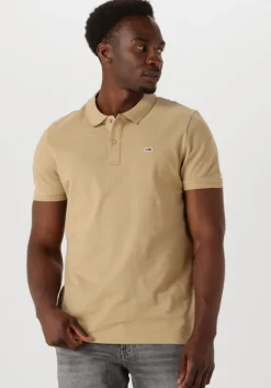 beige tommy jeans polo tjm slim placket polo ext