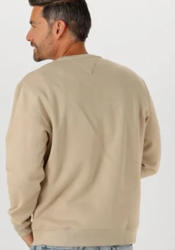 beige tommy jeans sweater tjm reg s flag crew ext