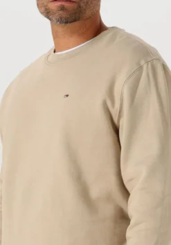 beige tommy jeans sweater tjm reg s flag crew ext