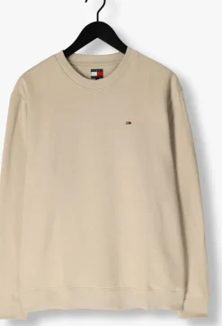 beige tommy jeans sweater tjm reg s flag crew ext