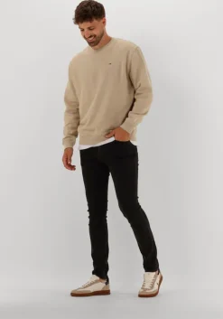 beige tommy jeans sweater tjm reg s flag crew ext