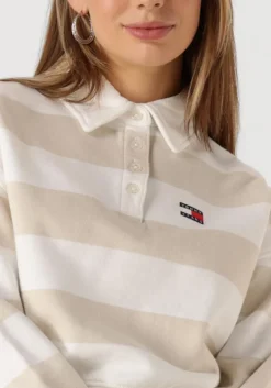 beige tommy jeans tops & t-shirts tjw boxy badge polo hwk