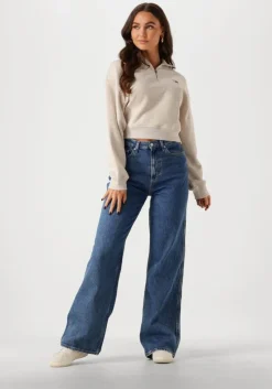 beige tommy jeans trui tjw bxy crp badge 1/4zip