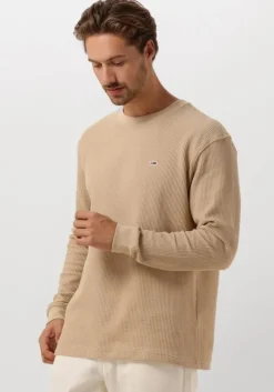 beige tommy jeans trui tjm reg waffle l/s tee