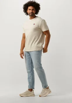 beige tommy jeans t-shirt tjm reg badge tee ext
