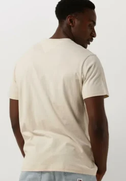 beige tommy jeans t-shirt tjm slim essential flag tee
