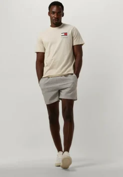 beige tommy jeans t-shirt tjm slim essential flag tee