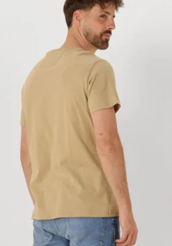 beige tommy jeans t-shirt tjm slim essential flag tee ext