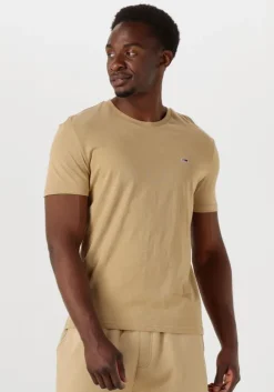 beige tommy jeans t-shirt tjm xslim jaspe htr tee ext