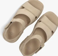 beige ugg sandalen met hak w new heights ankle strap