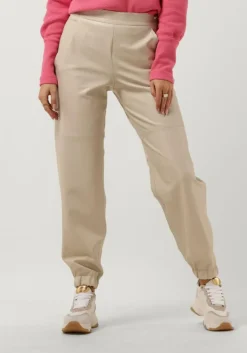 beige vanilia pantalon faux leather side zip