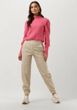 beige vanilia pantalon faux leather side zip