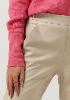 beige vanilia pantalon faux leather side zip