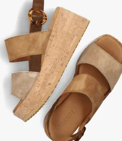 beige via vai platte sandalen sissel raise
