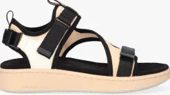 beige woden platte sandalen emilie