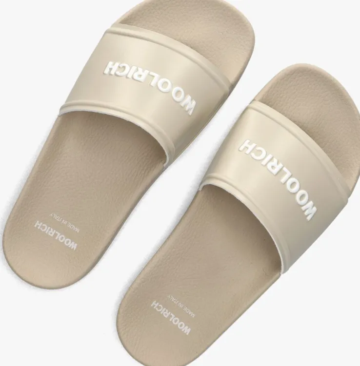 beige woolrich badslippers slide sandal dames