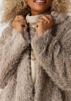 beige y.a.s. faux fur jas yastedsy jacket