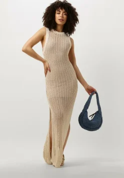 beige y.a.s. maxi jurk yasjoani sl ankle knit dress