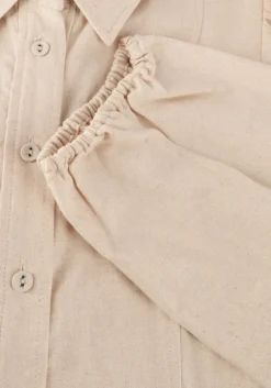 beige y.a.s. midi jurk yasflaxy 3/4 linen shirt dress