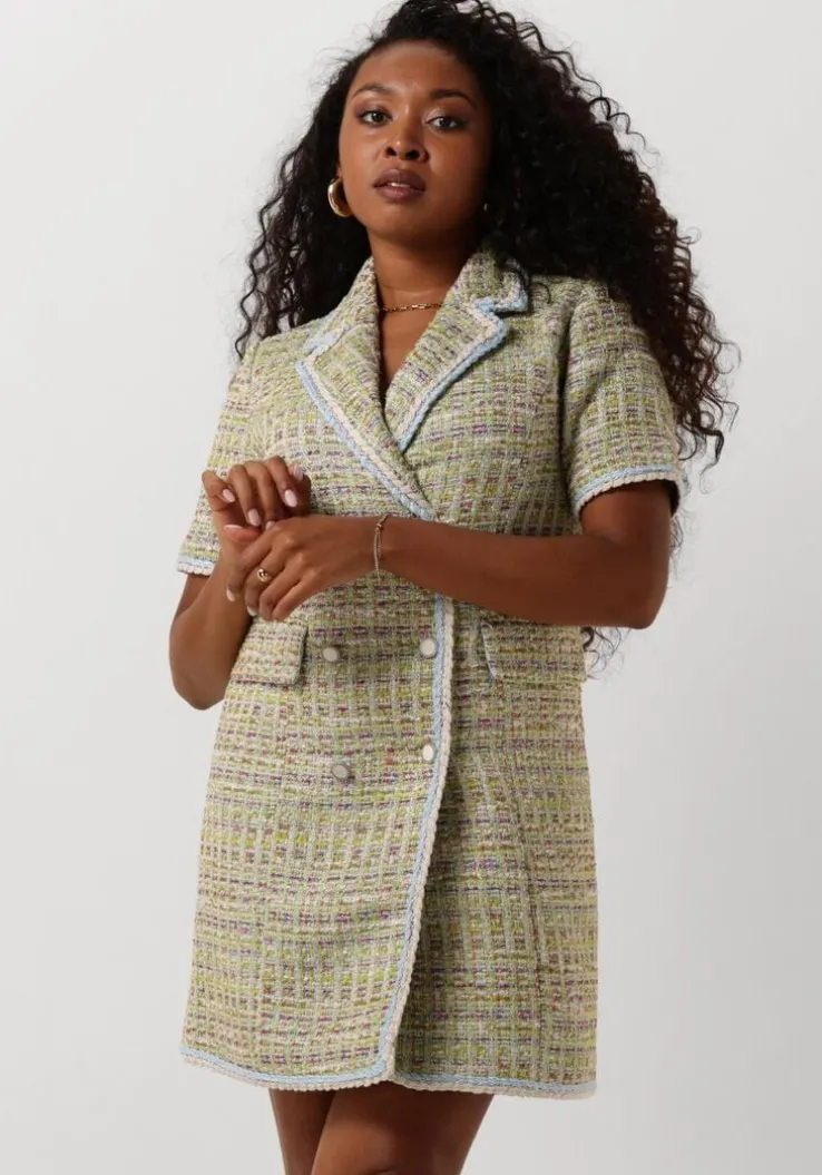 beige y.a.s. mini jurk yastweedsta ss waistcoat dress