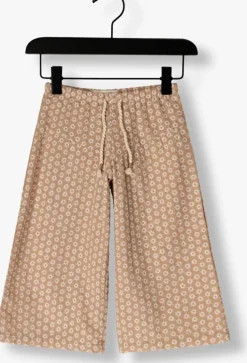 beige your wishes pantalon broderie wide leg pants