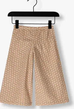 beige your wishes pantalon broderie wide leg pants