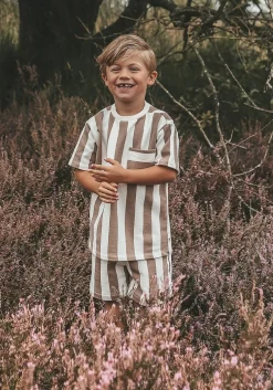 beige your wishes t-shirt bold stripes oversized tee