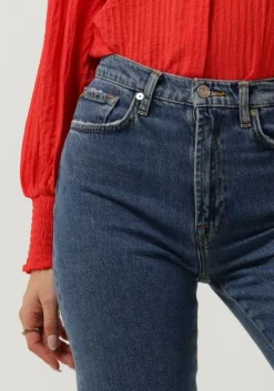 blauwe 7 for all mankind straight leg jeans logan stovepipe blaze with raw cut hem