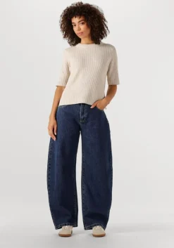 blauwe abrand jeans barrel jeans mid barrel jean tara