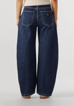 blauwe abrand jeans barrel jeans mid barrel jean tara