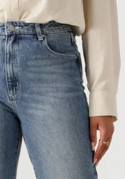 blauwe abrand jeans straight leg jeans high straight kim