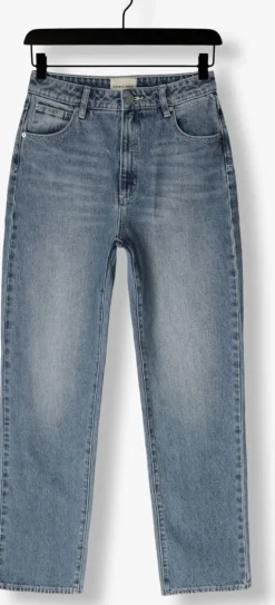 blauwe abrand jeans straight leg jeans high straight kim