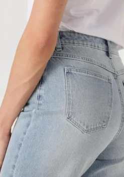 blauwe abrand jeans straight leg jeans high straight gia