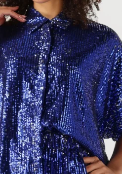 blauwe alix the label blouses woven sequins top