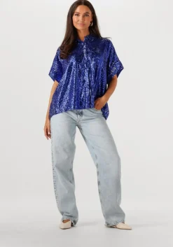 blauwe alix the label blouses woven sequins top