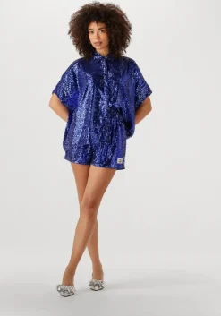 blauwe alix the label broeken woven sequins shorts